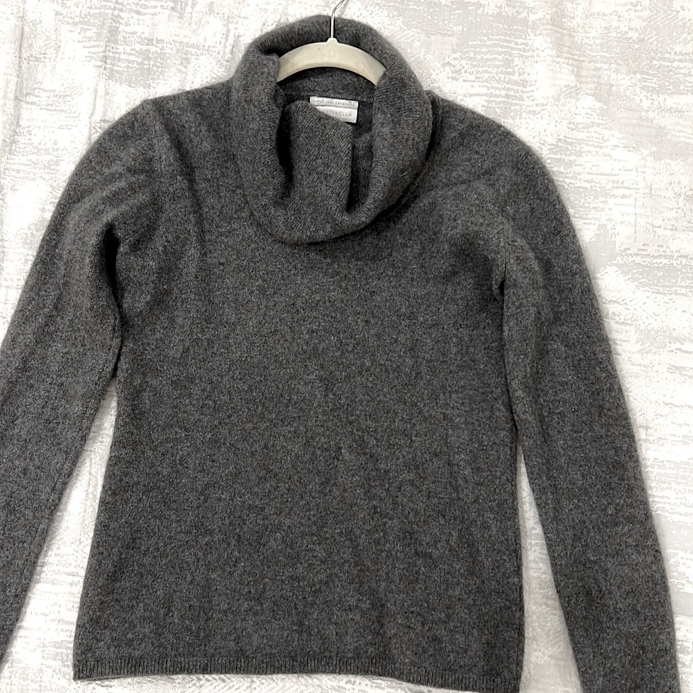 CASHMERE GRAY COWL NECK SWEATER